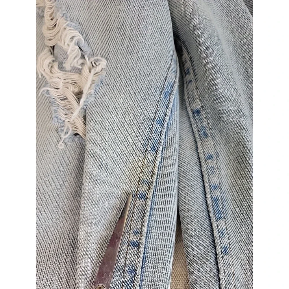Vtg Riders Jeans Mens 34x33 * Distressed Destroyed Cotton Light Blue High Rise‎